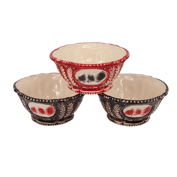 Blue Sky Ceramics Heather Goldminc Bowl Dish Birds Textured 2012 set of 3 VTG - Picture 3 of 7